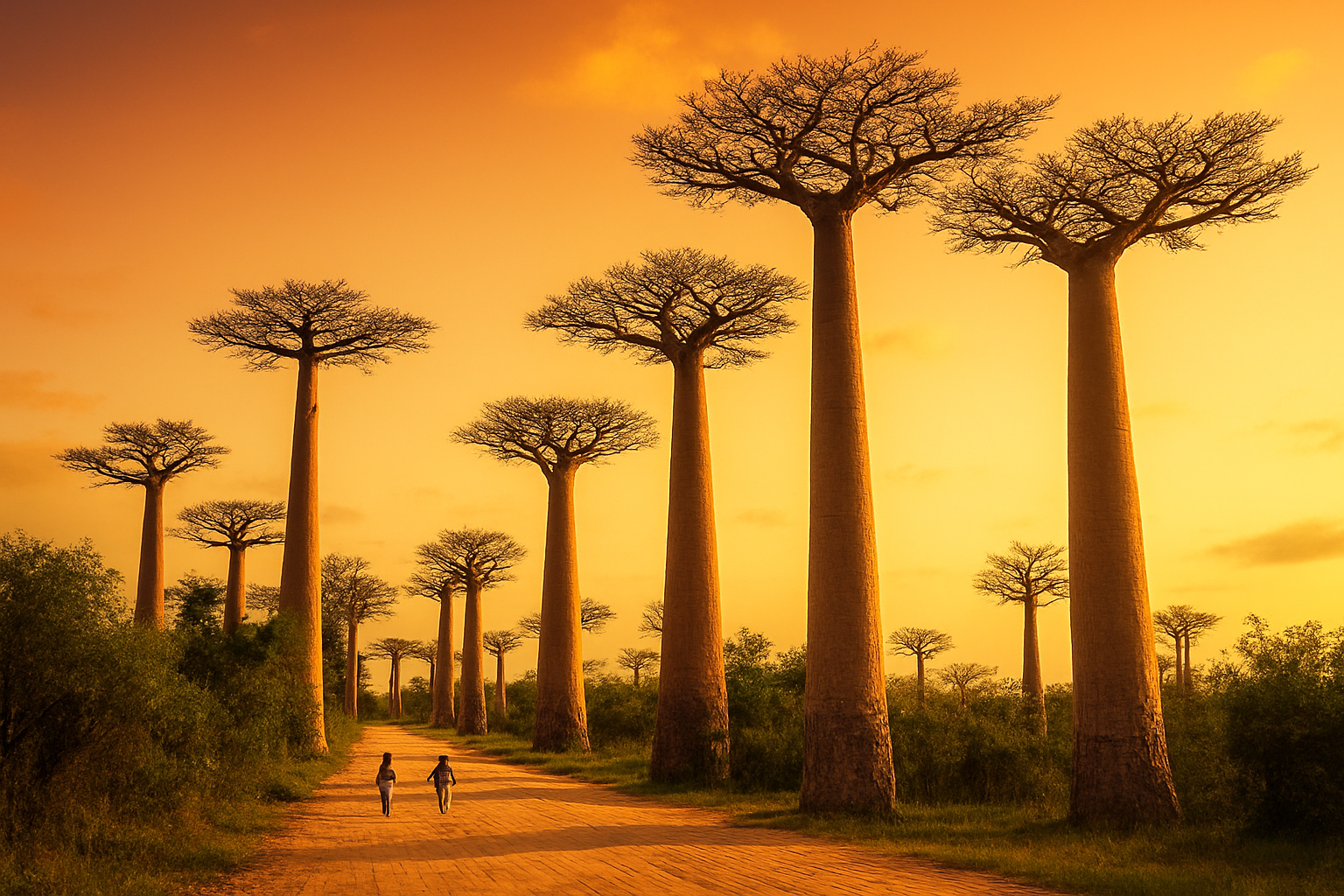 Allée des Baobabs au coucher du soleil